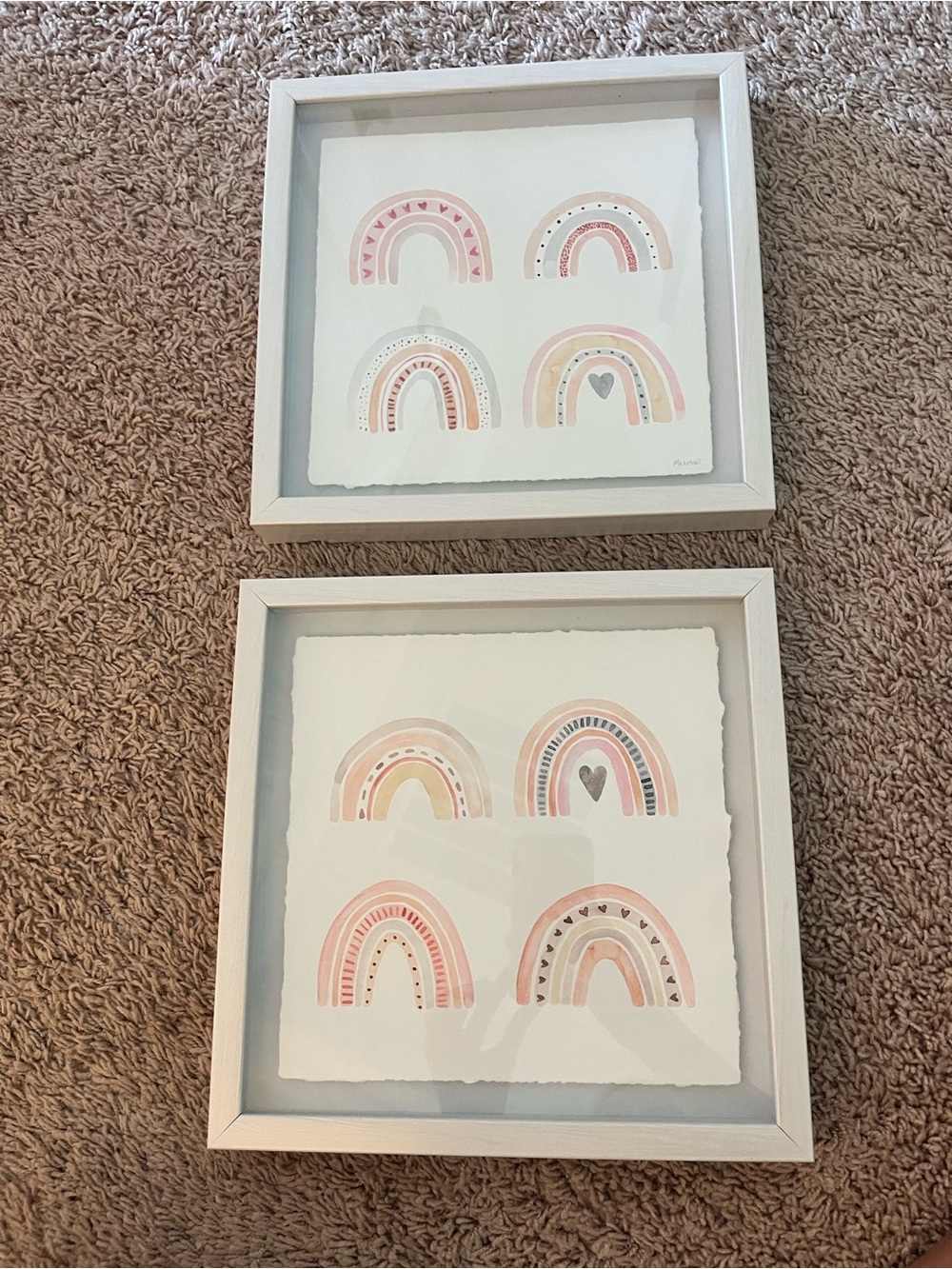 Set of 2 Framed Pastel Rainbow Prints - Pink & Peach